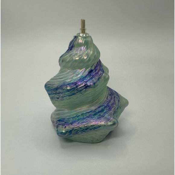 Seashell Shaped Oil Lamp Iridescent Art Glass Beach Decor. Glass Eye USA. - Picture 3 of 6